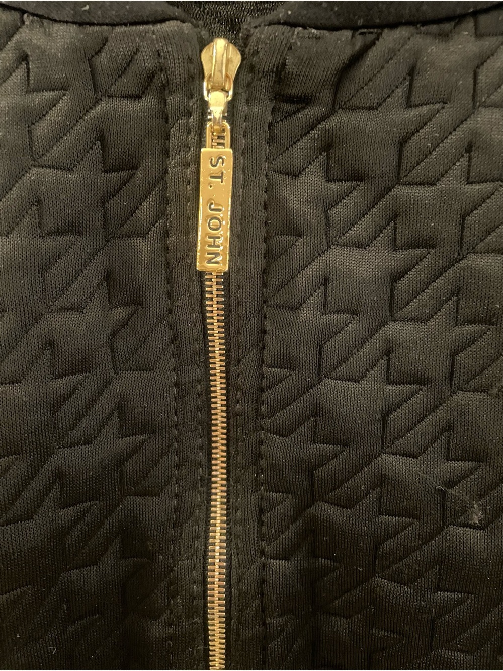 St. John Soort Black Quilted Bomber Jacket with Gold Zip - Picture 3 of 5